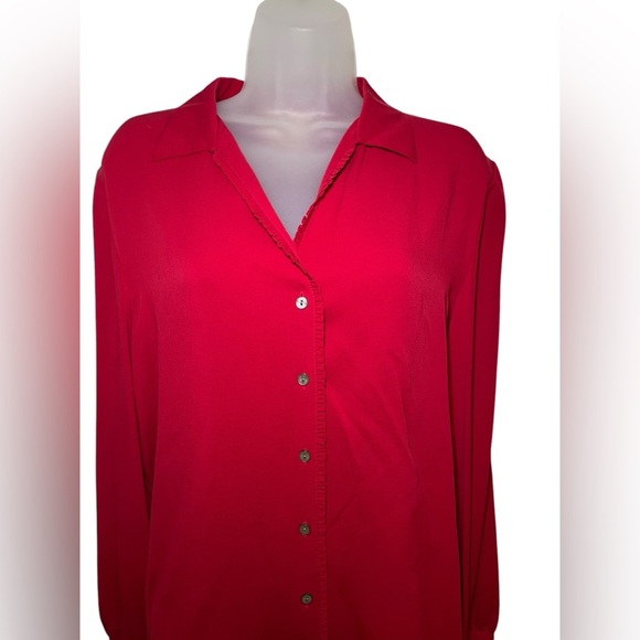 Talbots Red 100% Silk Button Down Blouse Size 14 - Picture 2 of 5